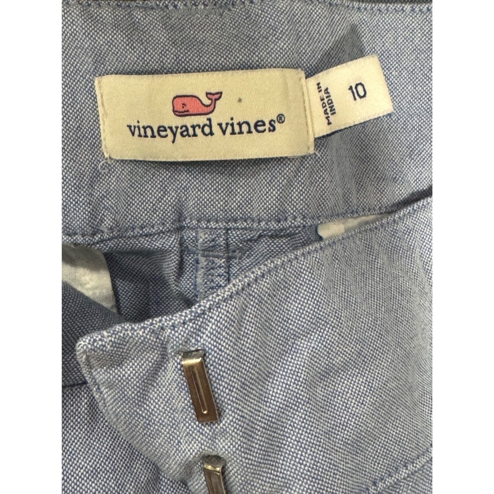 Vineyard Vines Blue Oxford Pleated Tie Waist Shorts 2H0559 Womens Size 10 - Picture 4 of 7